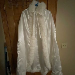 Girls White Fuzzy Cloak